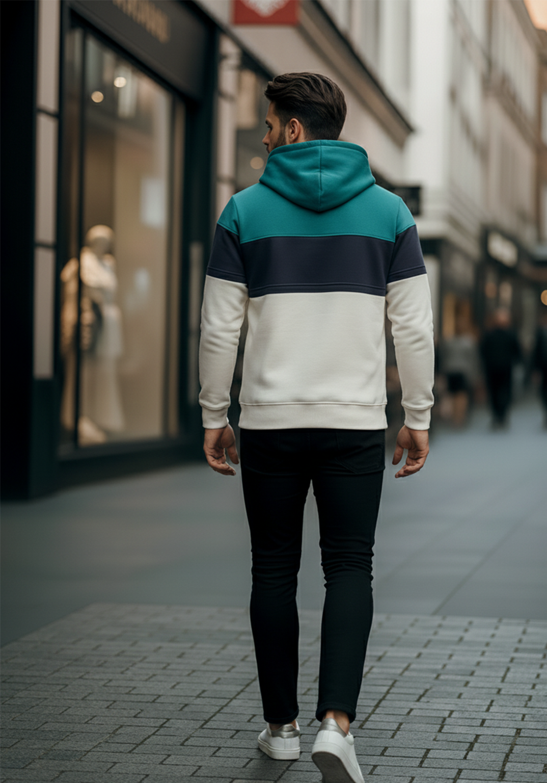 Hoodie | Oskar – Blågrön/Marinblå/Vit