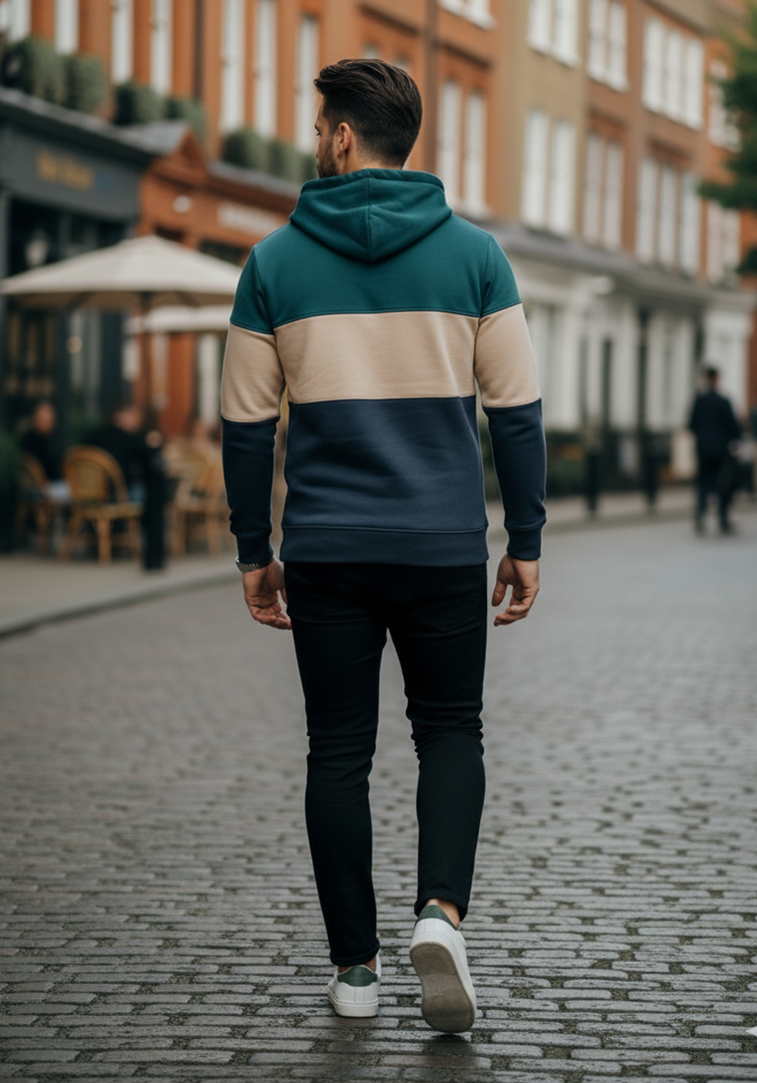 Hoodie | Sven – Blågrön/Beige/Askljusblå
