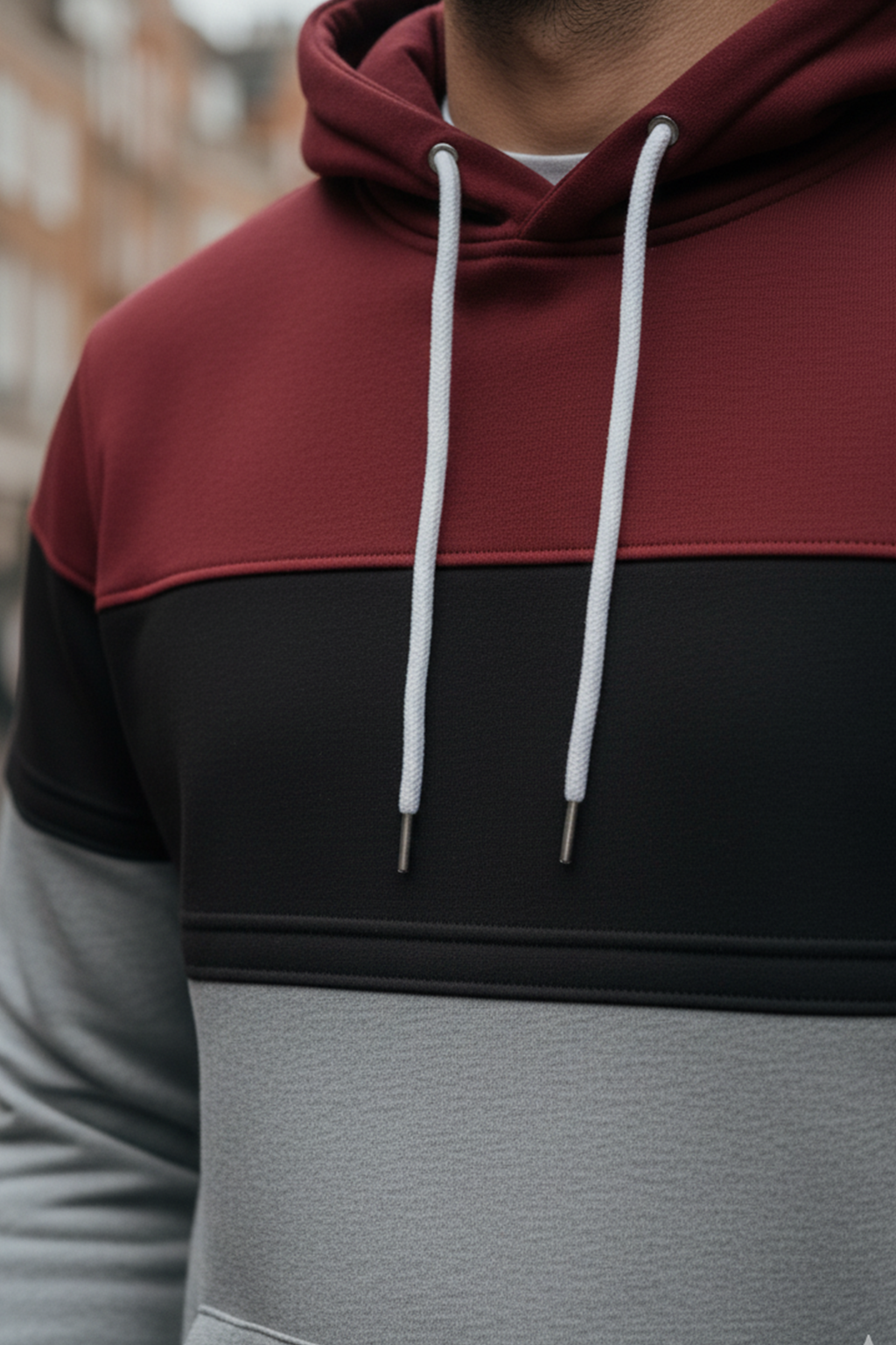 Hoodie | Martin – Svart/Vit/Maroon