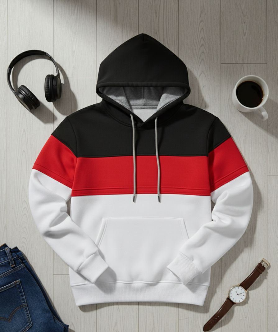 Hoodie | Johan – Svart/Röd/Vit
