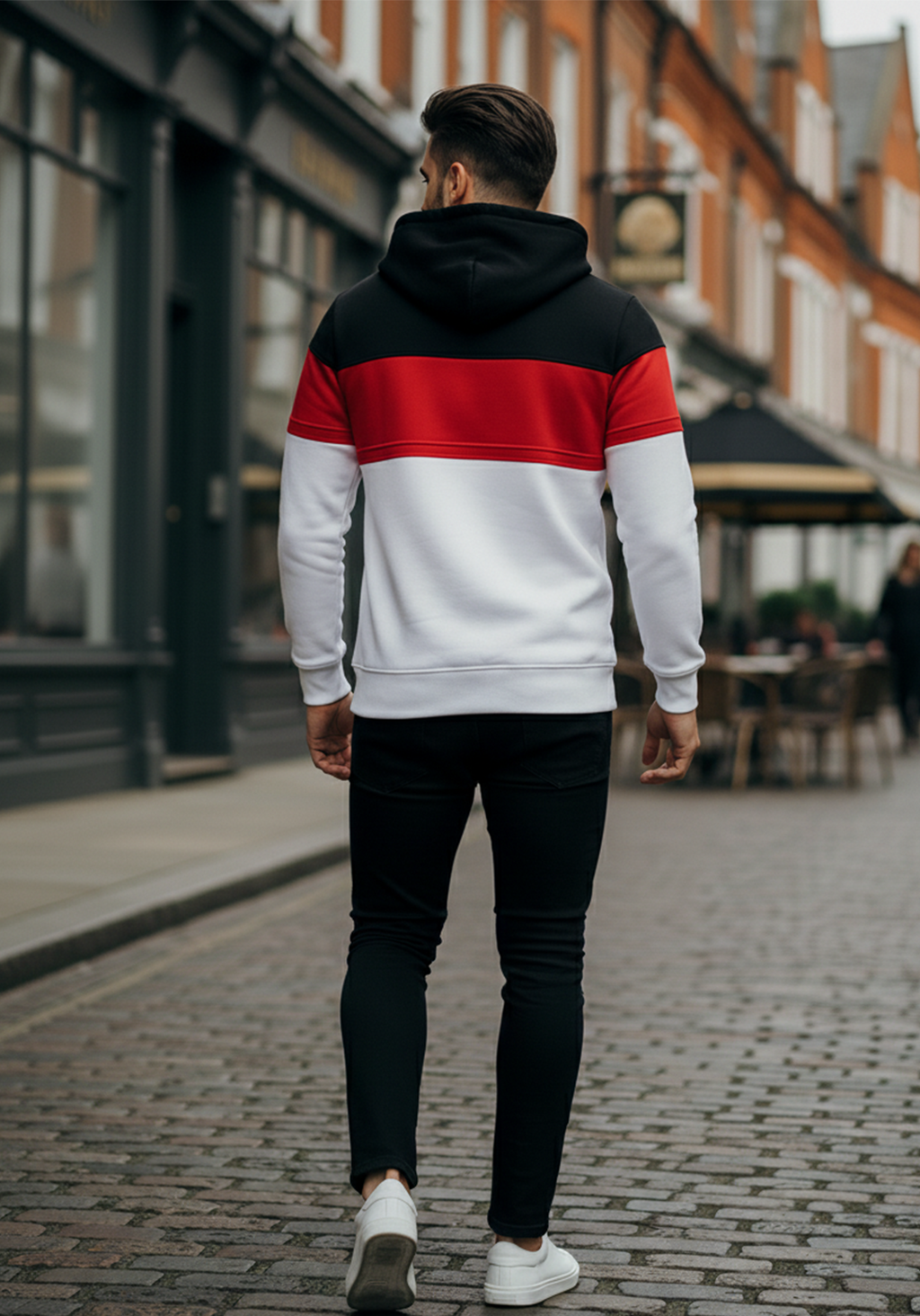 Hoodie | Johan – Svart/Röd/Vit