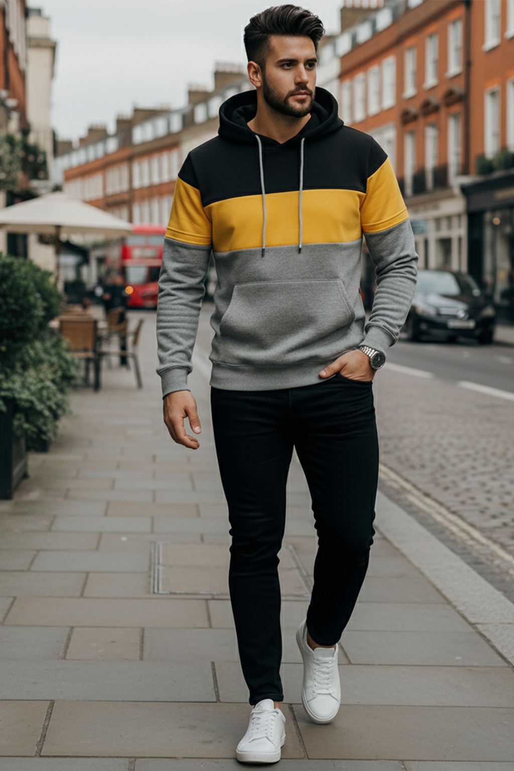 Hoodie | Erik – Svart/Gul/Grå