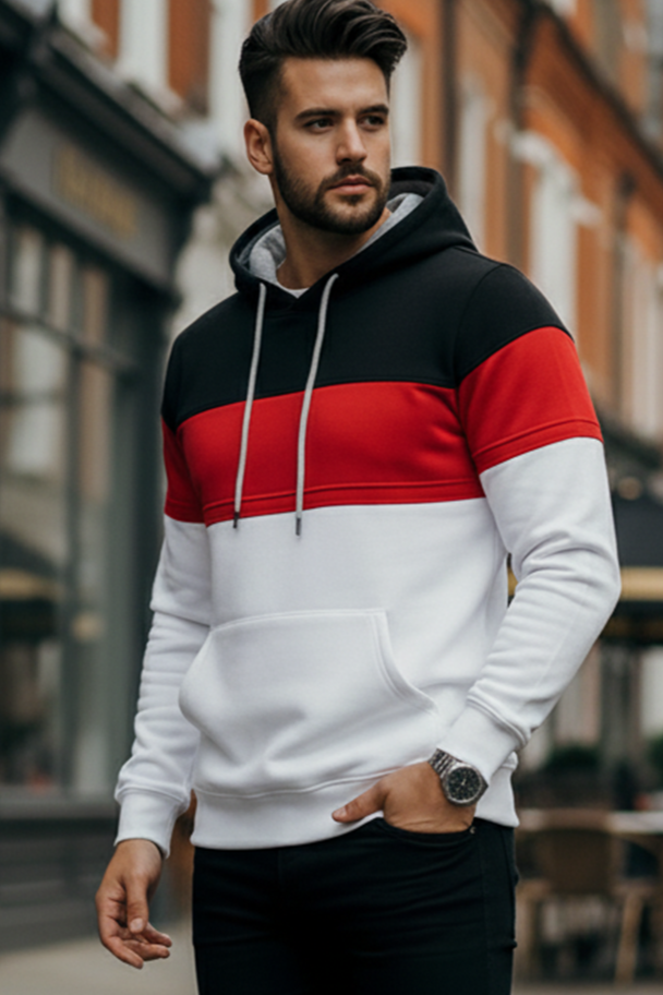 Hoodie | Johan – Svart/Röd/Vit