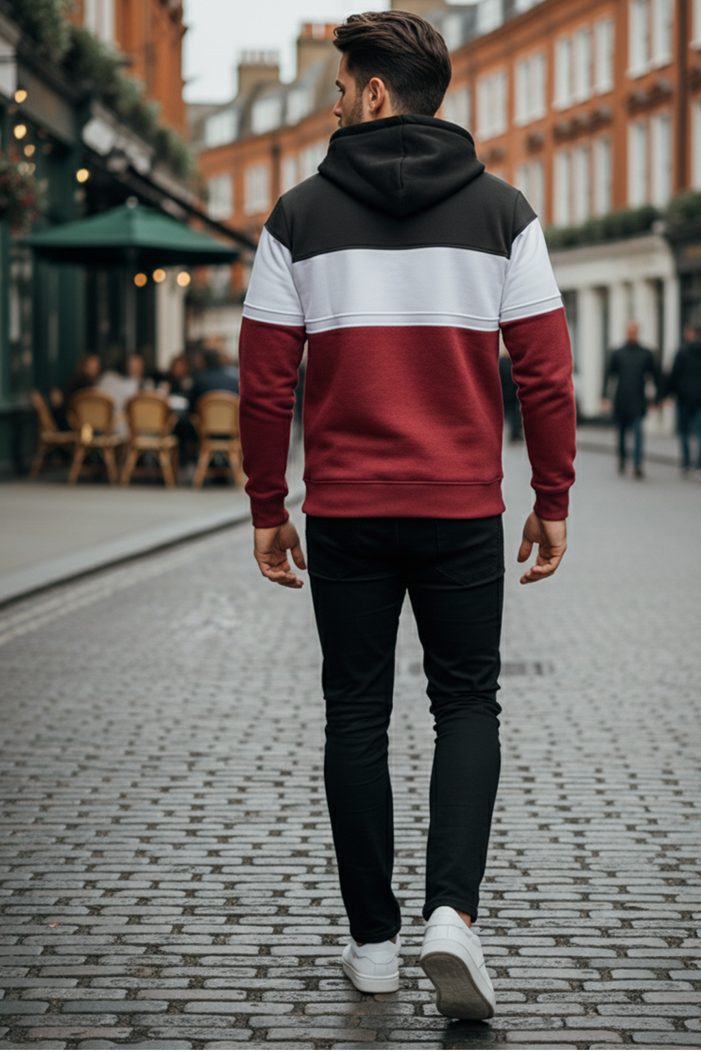 Hoodie | Martin – Svart/Vit/Maroon