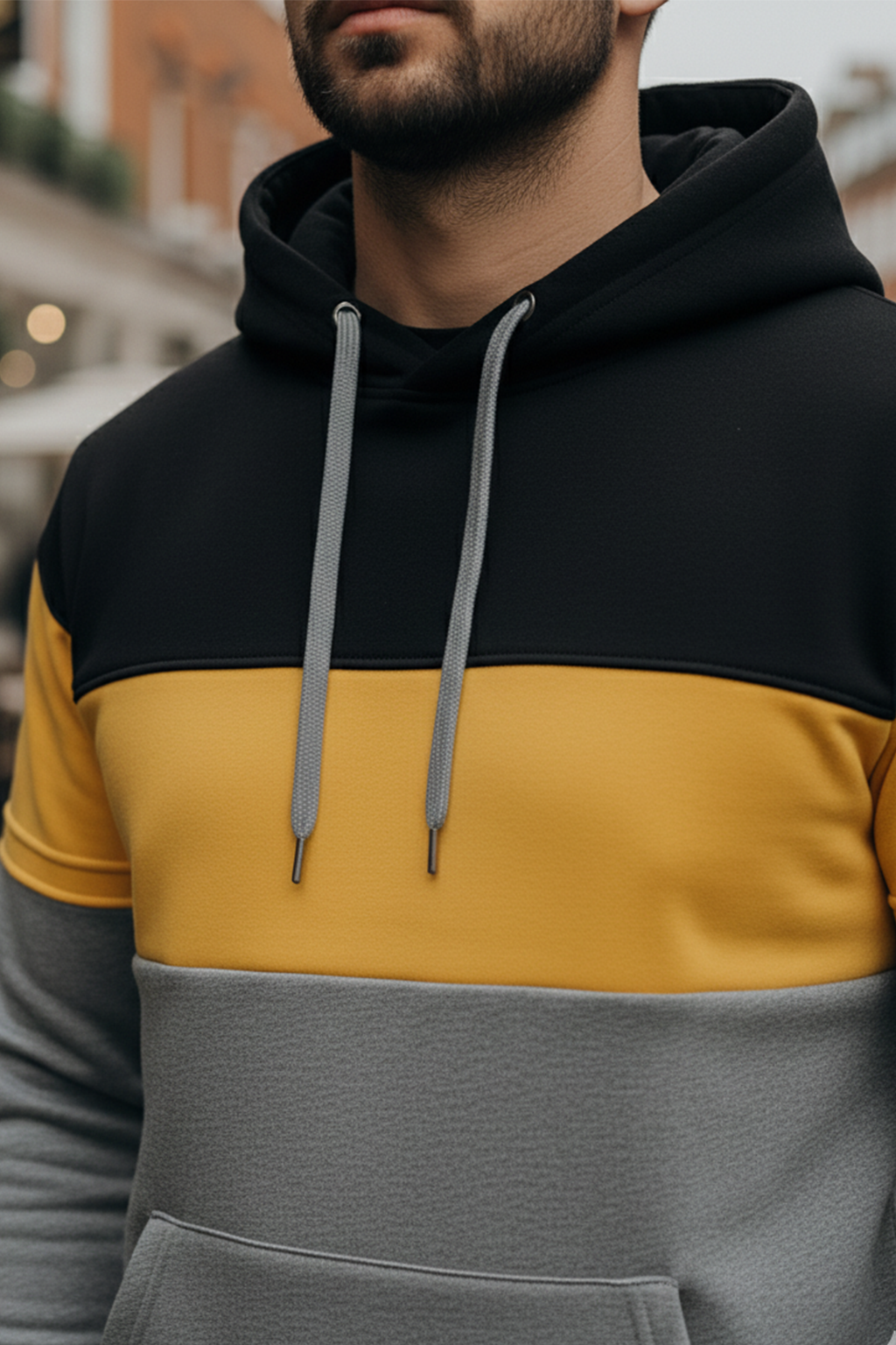 Hoodie | Erik – Svart/Gul/Grå