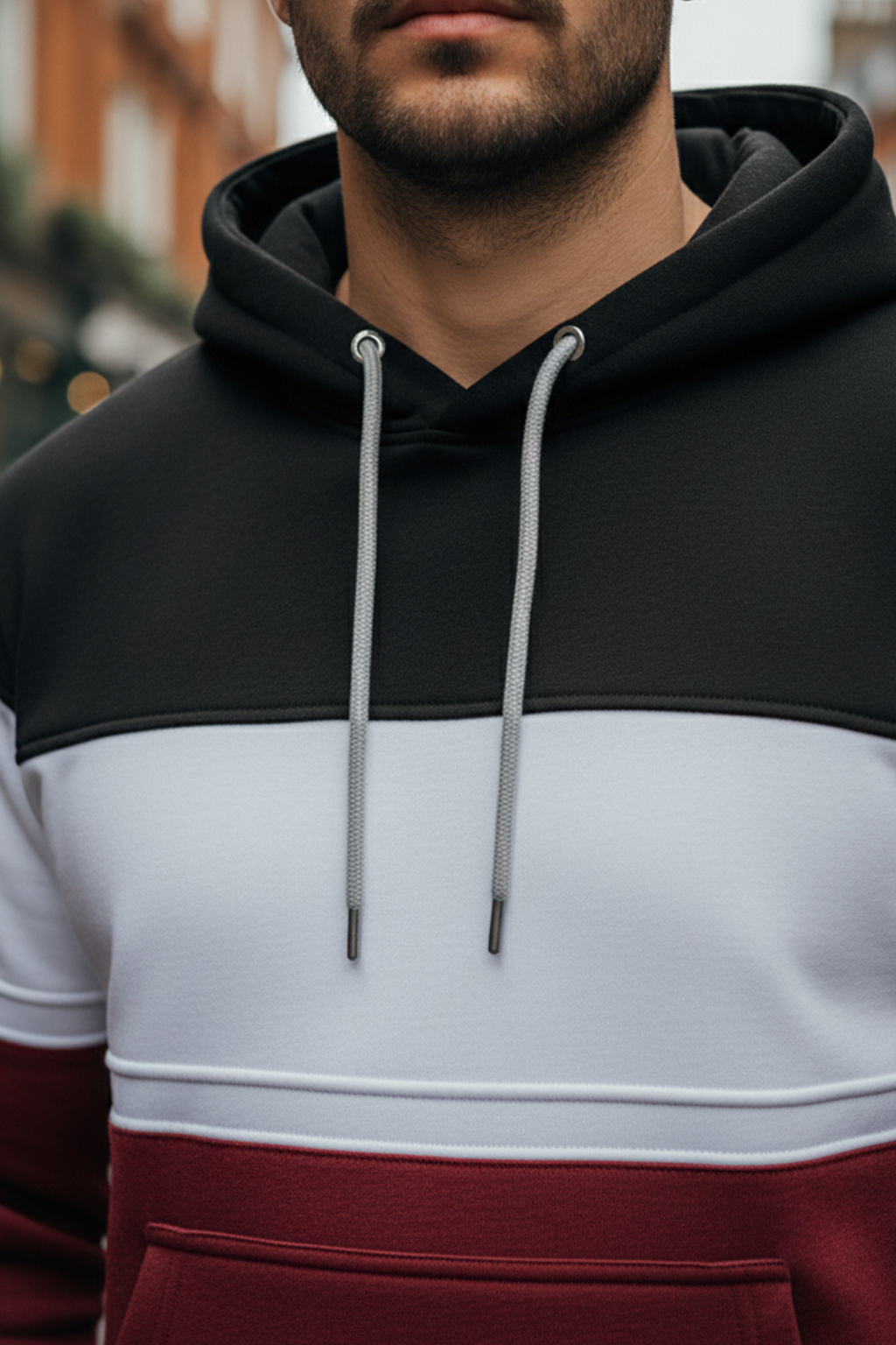 Hoodie | Martin – Svart/Vit/Maroon