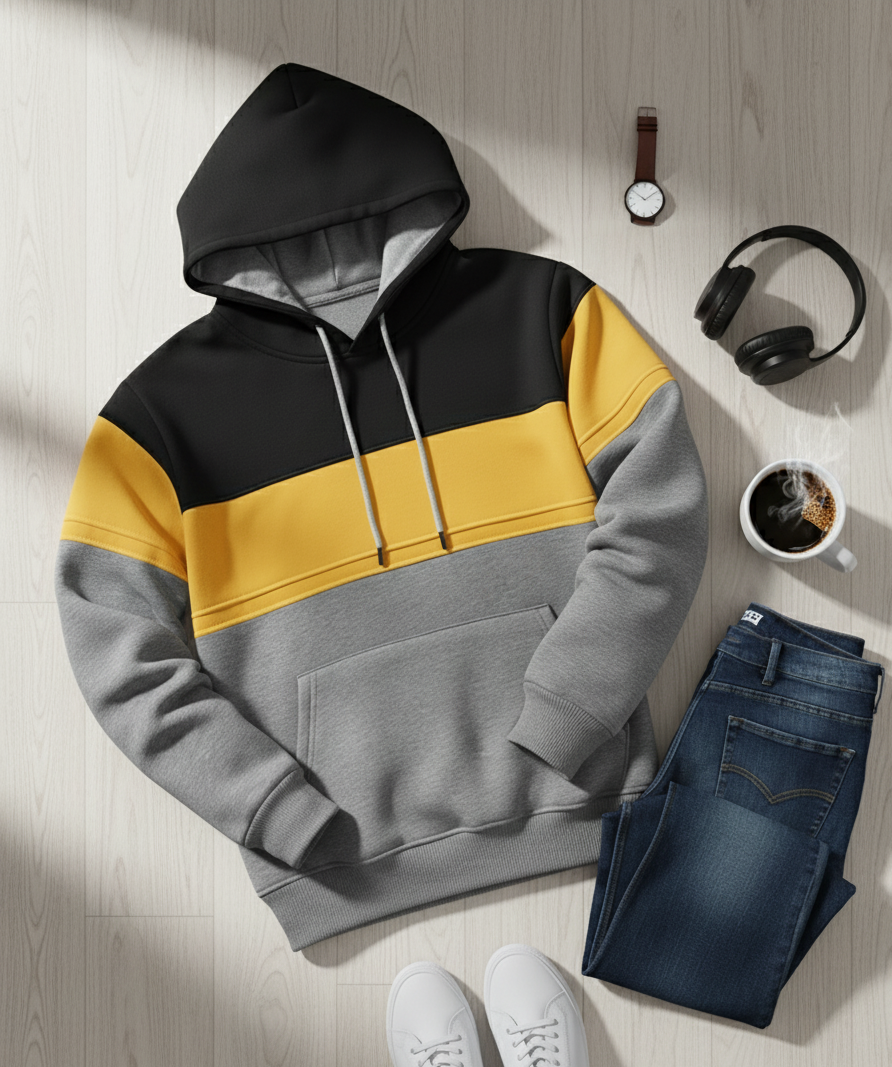 Hoodie | Erik – Svart/Gul/Grå